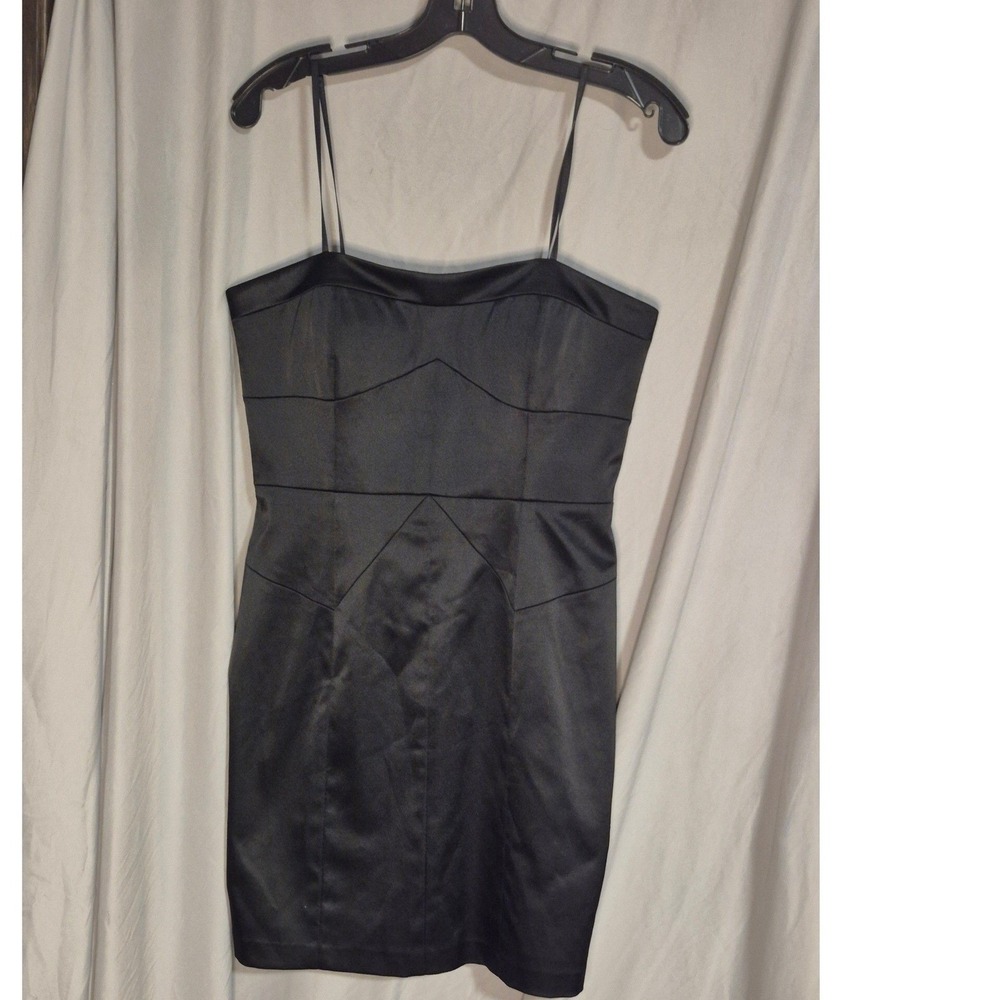 Laundry by Design Black Satin Geometric Paneled Mini Dress Size 8